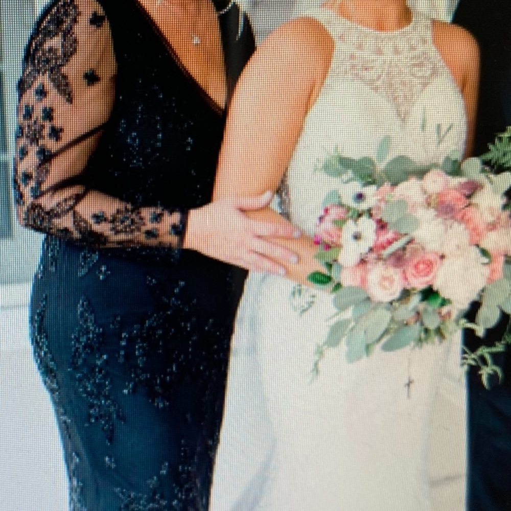 adrianna papell black beaded gown